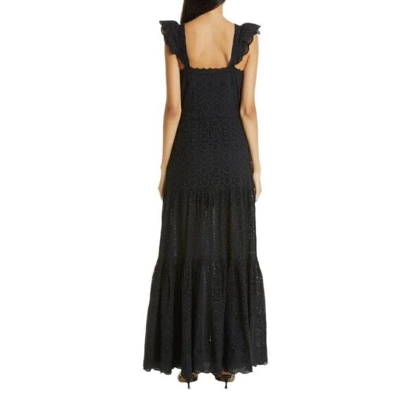 Veronica Beard Black Aislin Eyelet Cotton Maxi Dress Size 0 NWT $648 - Picture 3 of 4
